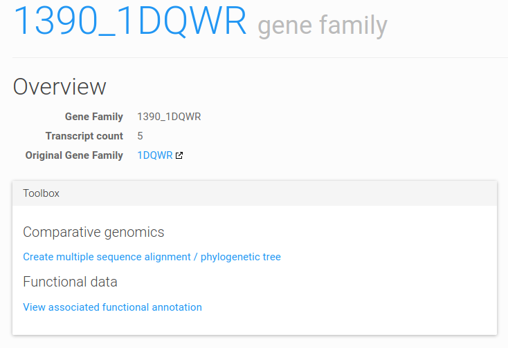 Gene family page