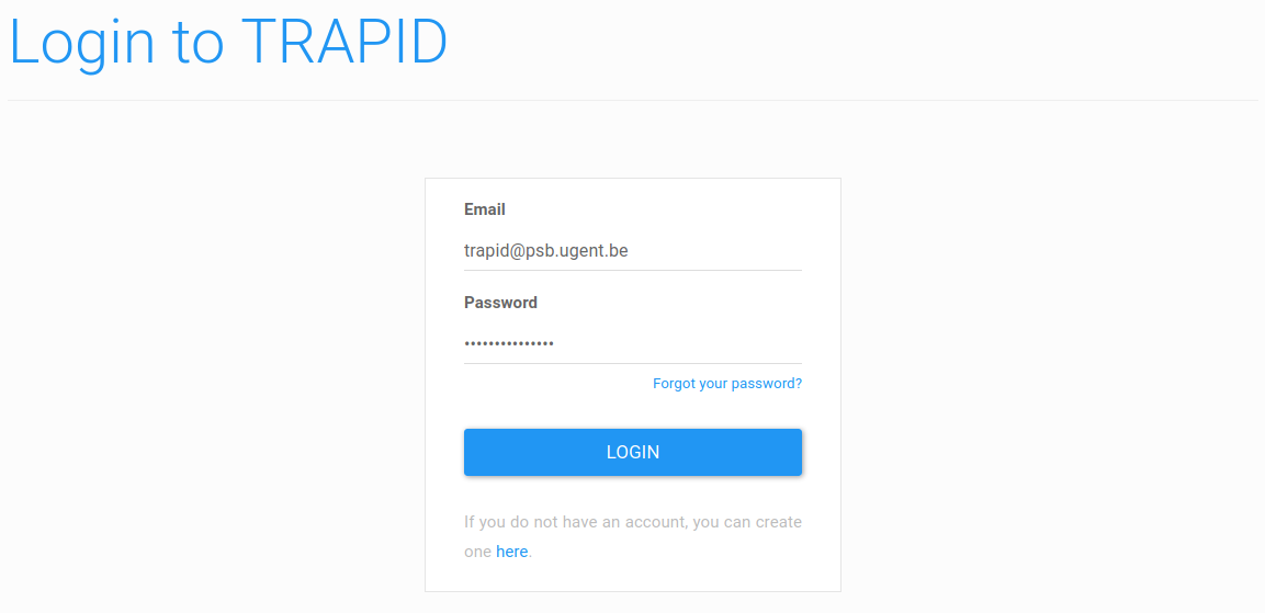 TRAPID login page